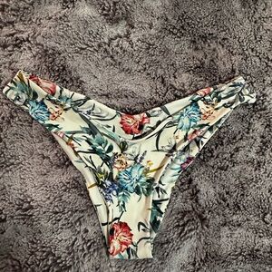 Pink Colada floral cheeky Brazilian bikini bottom